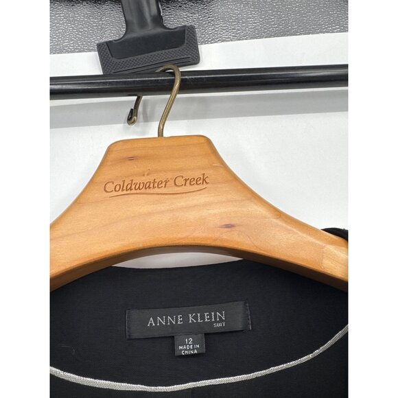 Anne Klein Womens Black skirt Suit Ruffle Detail Size 12 wool blend career - Picture 3 of 4